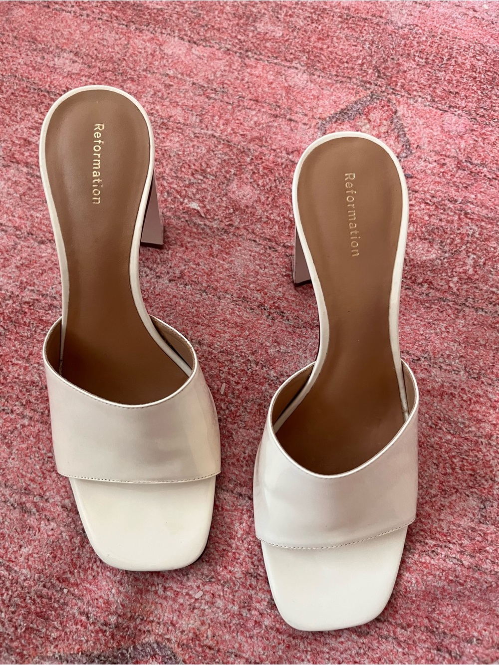 Reformation Ivory Open‑Toe Block Heel Mules - Picture 2 of 6